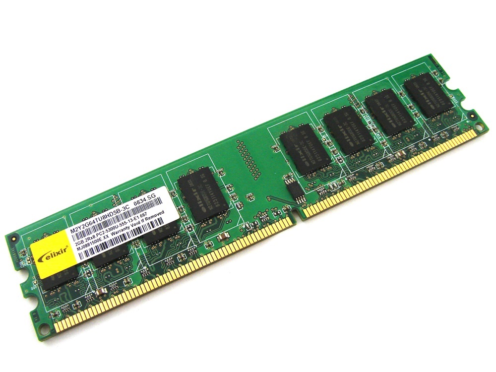 Elixir M2Y2G64TU8HD5B-3C 2GB PC2-5300U-555-13-E1 2Rx8 667MHz CL5 240-pin DIMM, Non-ECC DDR2 Desktop Memory - Discount Prices, Technical Specs and Reviews