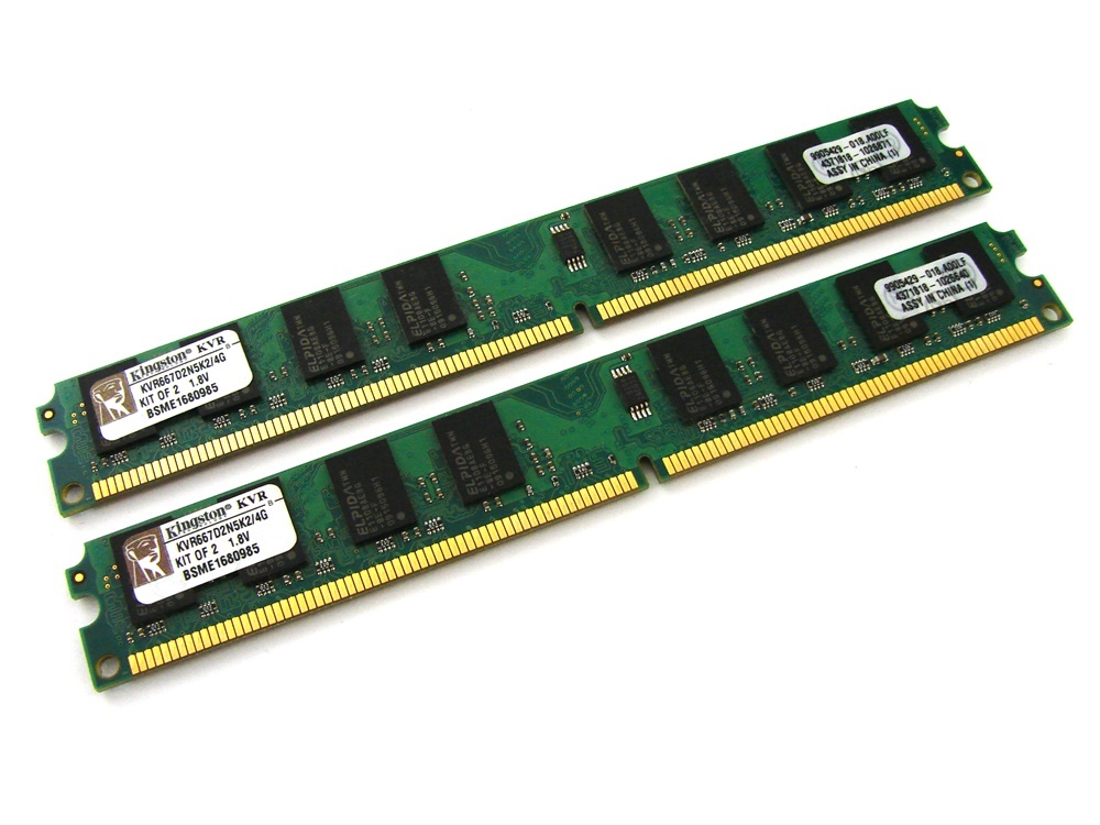 Kingston Value Range KVR667D2N5K2/4G 4GB (2x2GB Kit) Low Profile PC2-5300 2Rx8 667MHz CL5 240-pin DIMM, Non-ECC DDR2 Desktop Memory - Discount Prices, Technical Specs and Reviews